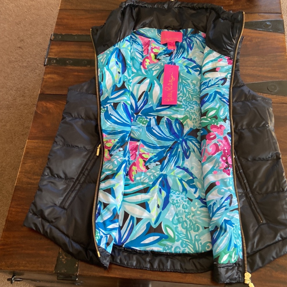 Lilly Pulitzer Black Palm Paradise Vest NWT